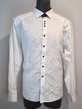 Au Noir White Textured Button-Down Dress Shirt Size 3XL Long Sleeves